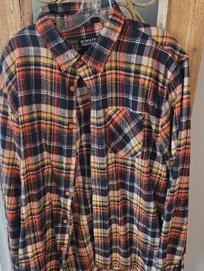 Mens Rudolph Sportswear 2xl Cotton Poly Blend Orange Black Yellow Plaid Flannel